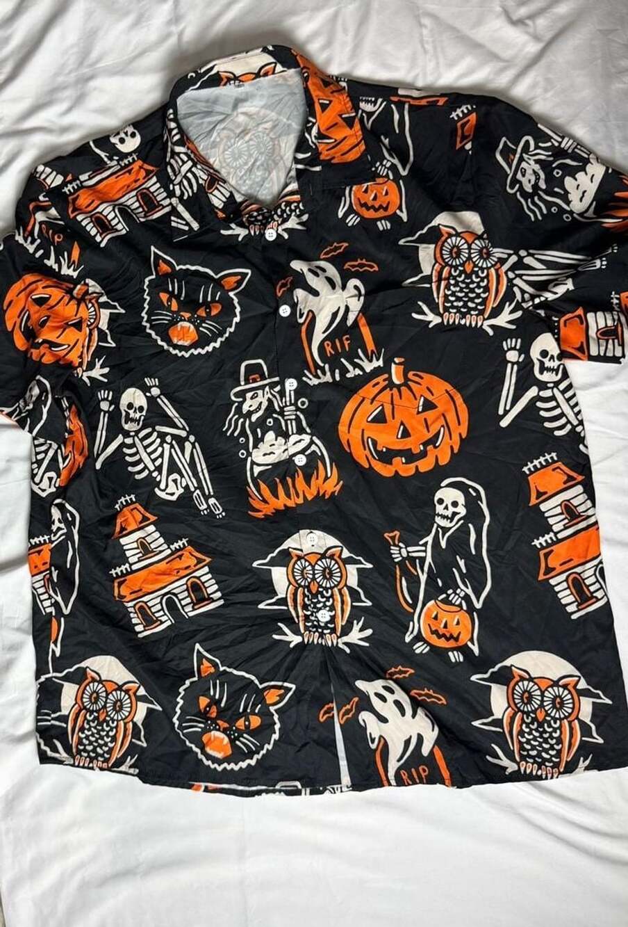 Hardaddy Halloween Shirt Size XL Black Pumpkin Skeleton Ghost Print